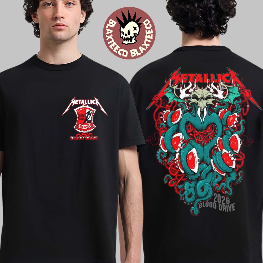 Metallica x Red Cross Blood Drive M72 World Tour Europe Blood Ktulu Two Sided T-Shirt Unisex T-shirt, Sweatshirt, Hoodie, Long Sleeve Tee - T-Shirt, Sweatshirt, Hoodie
