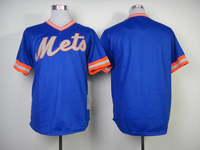 Mets Blank Blue Pullover 1983 Retro Baseball Jersey baseball jersey product view 1