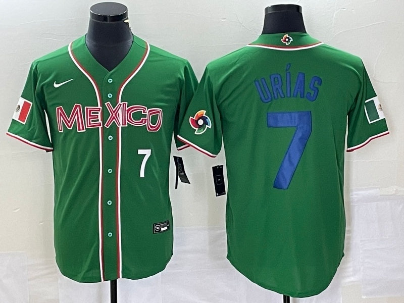 Mexico 2023 World Cup #7 Julio Urías 2023 World Cup Style 14 Baseball Jersey baseball jersey product view 1