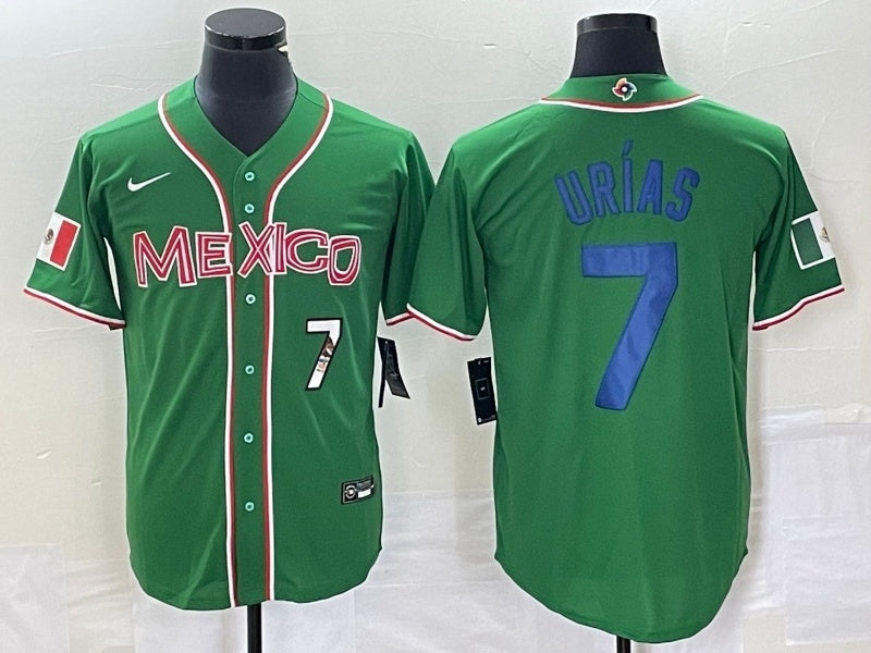 Mexico 2023 World Cup #7 Julio Urías 2023 World Cup Style 16 Baseball Jersey baseball jersey product view 1