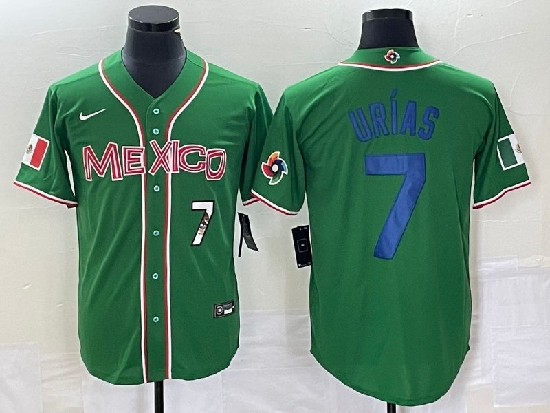Mexico 2023 World Cup #7 Julio Urías 2023 World Cup Style 17 Baseball Jersey baseball jersey product view 1