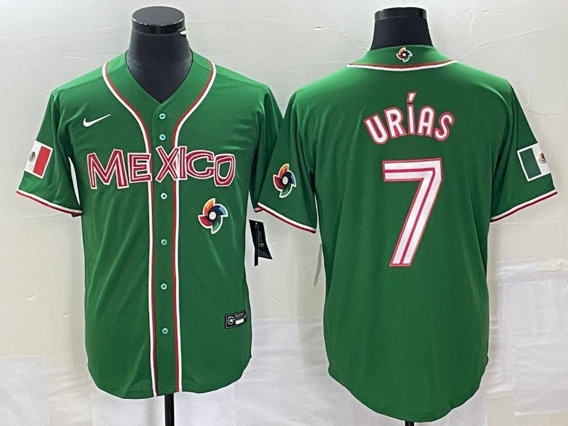 Mexico 2023 World Cup #7 Julio Urías 2023 World Cup Style 18 Baseball Jersey baseball jersey product view 1