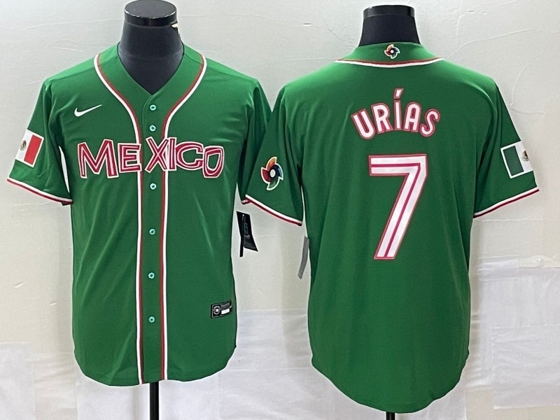 Mexico 2023 World Cup #7 Julio Urías 2023 World Cup Style 19 Baseball Jersey baseball jersey product view 1