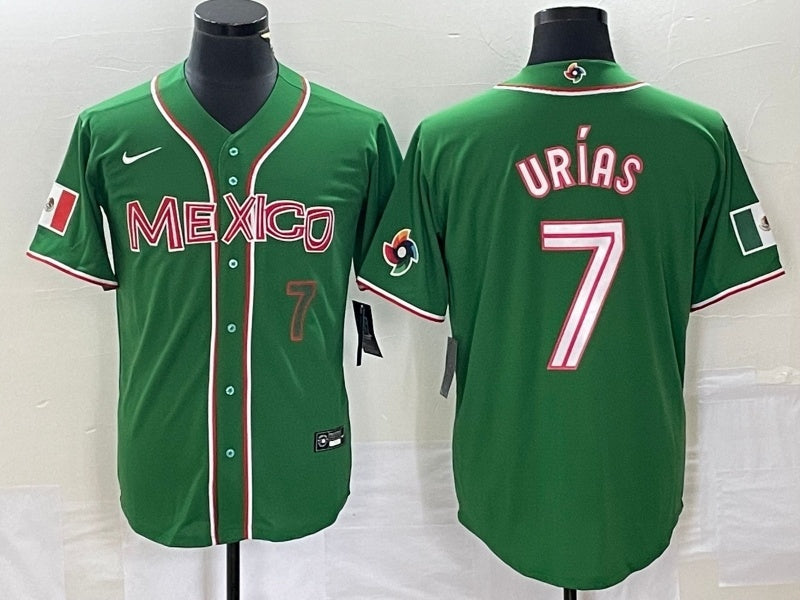 Mexico 2023 World Cup #7 Julio Urías 2023 World Cup Style 22 Baseball Jersey baseball jersey product view 1