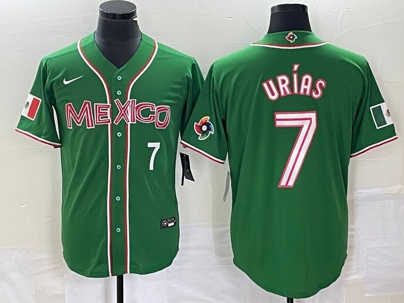 Mexico 2023 World Cup #7 Julio Urías 2023 World Cup Style 24 Baseball Jersey baseball jersey product view 1