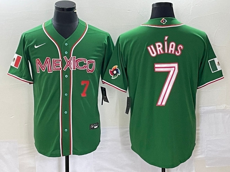 Mexico 2023 World Cup #7 Julio Urías 2023 World Cup Style 25 Baseball Jersey baseball jersey product view 1