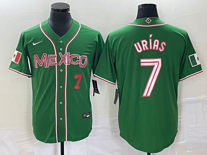 Mexico 2023 World Cup #7 Julio Urías 2023 World Cup Style 26 Baseball Jersey baseball jersey product view 1