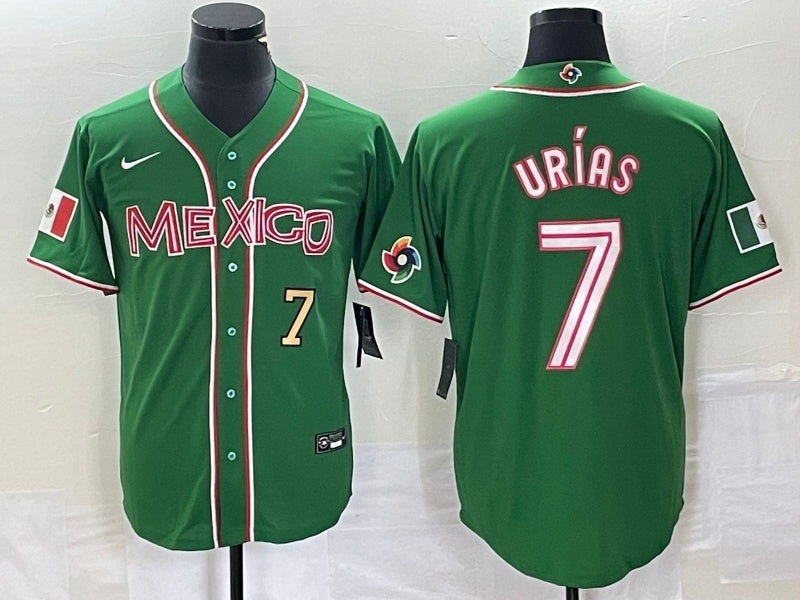 Mexico 2023 World Cup #7 Julio Urías 2023 World Cup Style 27 Baseball Jersey baseball jersey product view 1
