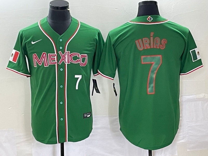 Mexico 2023 World Cup #7 Julio Urías 2023 World Cup Style 33 Baseball Jersey baseball jersey product view 1