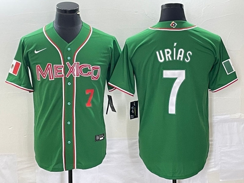 Mexico 2023 World Cup #7 Julio Urías 2023 World Cup Style 37 Baseball Jersey baseball jersey product view 1
