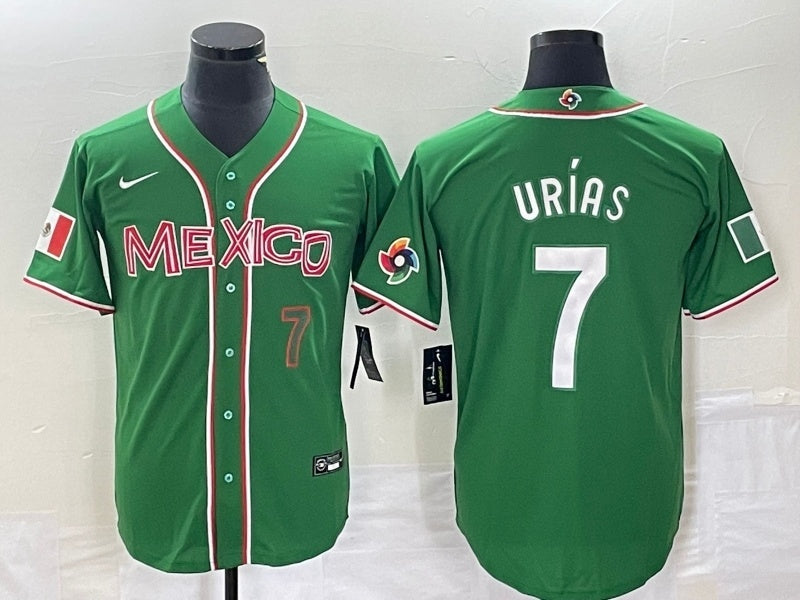 Mexico 2023 World Cup #7 Julio Urías 2023 World Cup Style 39 Baseball Jersey baseball jersey product view 1