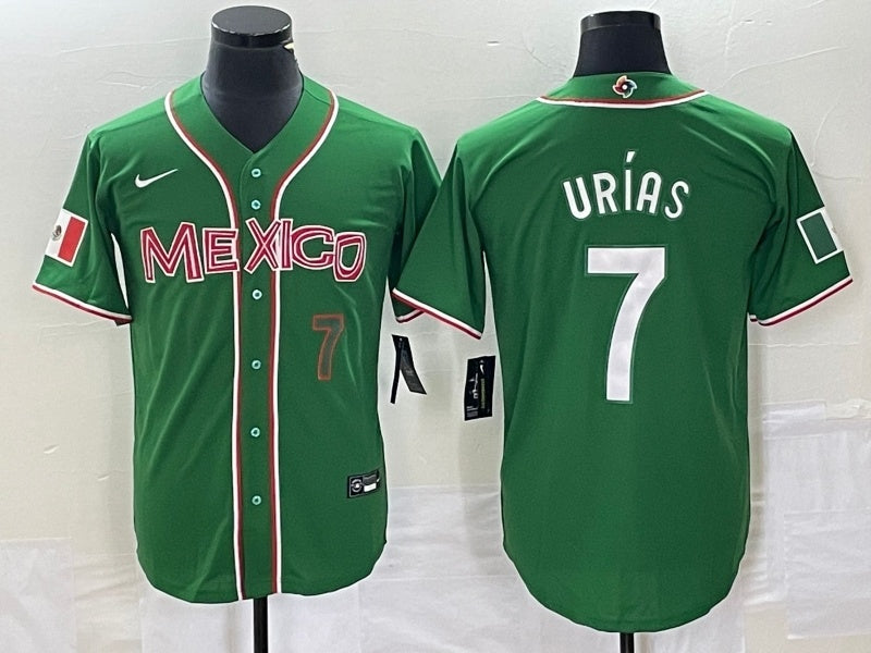 Mexico 2023 World Cup #7 Julio Urías 2023 World Cup Style 40 Baseball Jersey baseball jersey product view 1