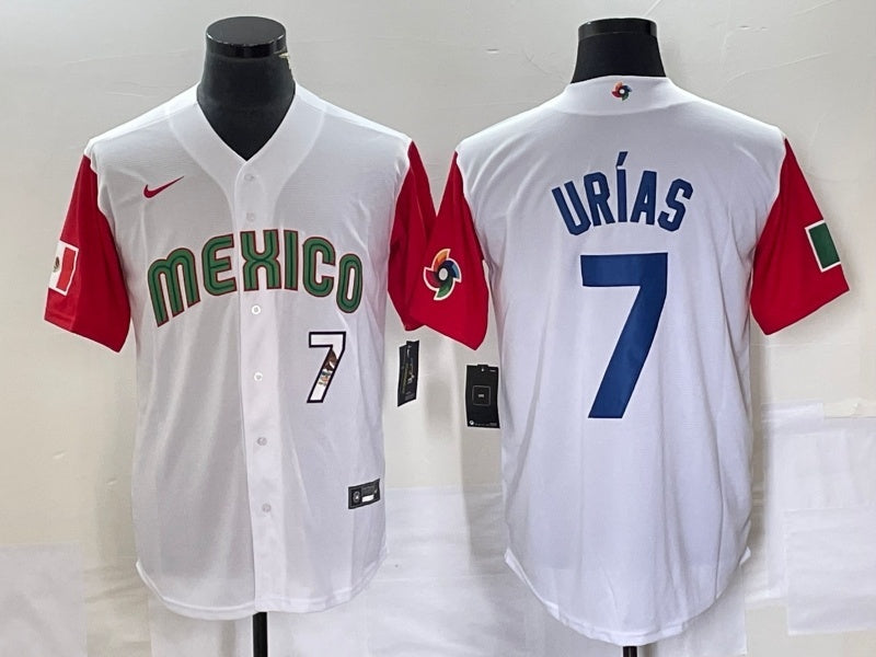 Mexico 2023 World Cup #7 Julio Urías 2023 World Cup Style 41 Baseball Jersey baseball jersey product view 1