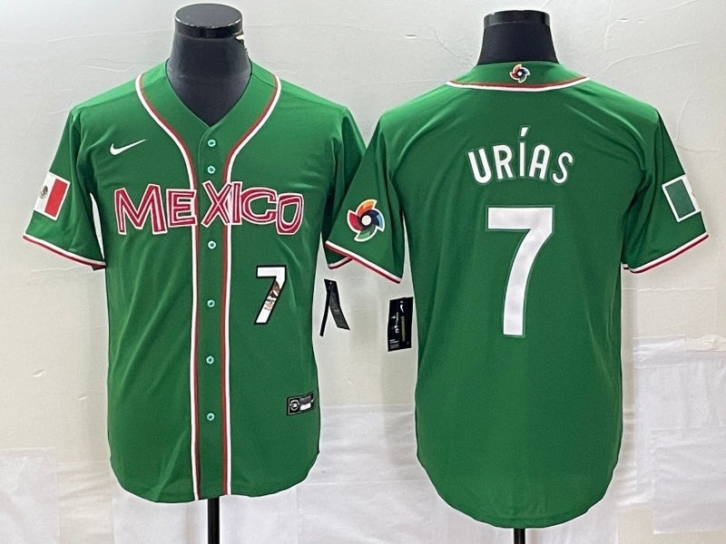 Mexico 2023 World Cup #7 Julio Urías 2023 World Cup Style 43 Baseball Jersey baseball jersey product view 1