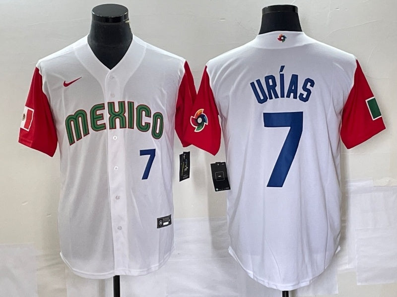 Mexico 2023 World Cup #7 Julio Urías 2023 World Cup Style 44 Baseball Jersey baseball jersey product view 1