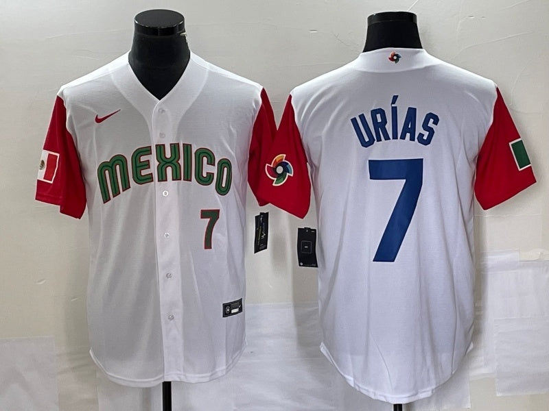 Mexico 2023 World Cup #7 Julio Urías 2023 World Cup Style 46 Baseball Jersey baseball jersey product view 1