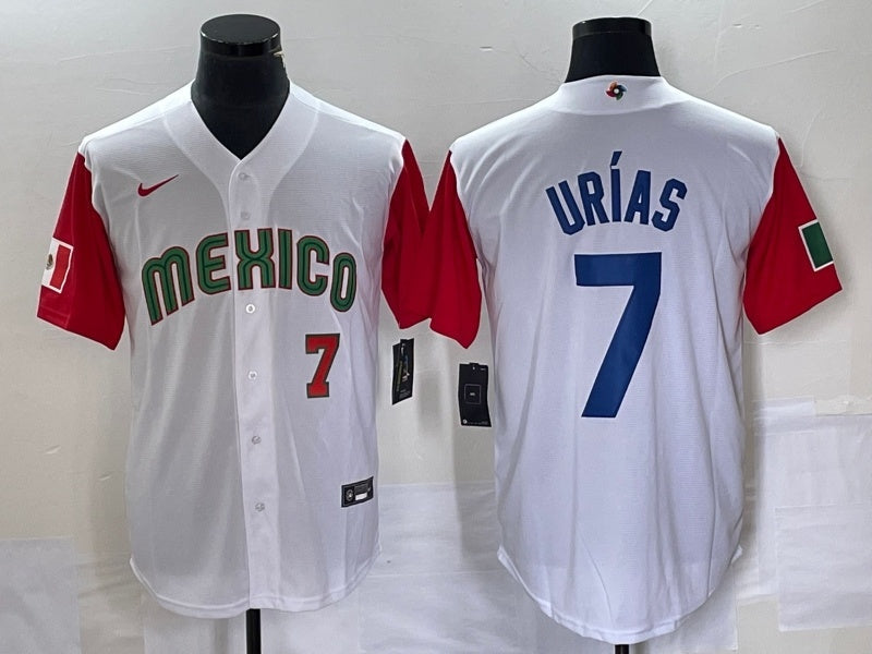 Mexico 2023 World Cup #7 Julio Urías 2023 World Cup Style 48 Baseball Jersey baseball jersey product view 1