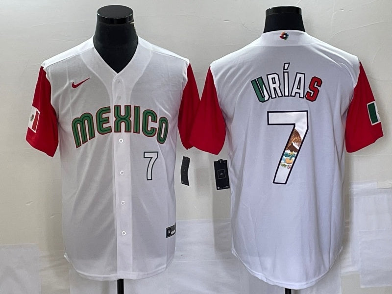 Mexico 2023 World Cup #7 Julio Urías 2023 World Cup Style 51 Baseball Jersey baseball jersey product view 1