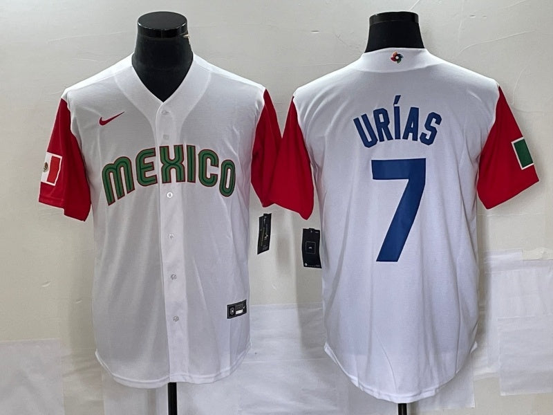 Mexico 2023 World Cup #7 Julio Urías 2023 World Cup Style 54 Baseball Jersey baseball jersey product view 1