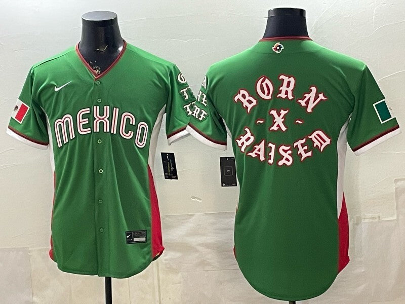 Mexico Baseball Green 2026 World Baseball Classic 26 World Cup Soccer Jersey baseball jersey product view 1