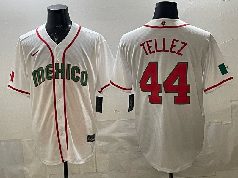 Mexico Baseball #44 Tellez White 2026 World Baseball Classic Home Stadium 26 World Cup Soccer Jersey baseball jersey product view 1