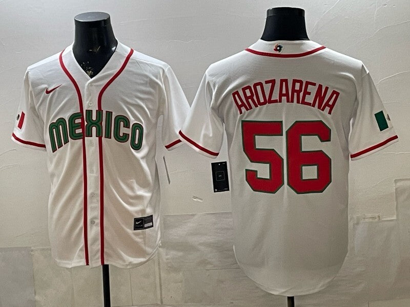 Mexico Baseball #56 Randy Arozarena White 2026 World Baseball Classic 26 World Cup Soccer Jersey baseball jersey product view 1