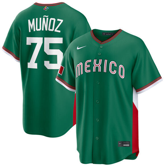 Mexico Baseball #75 Andrés Muñoz Green 2026 World Baseball Classic Stadium Soccer Jersey baseball jersey product view 1