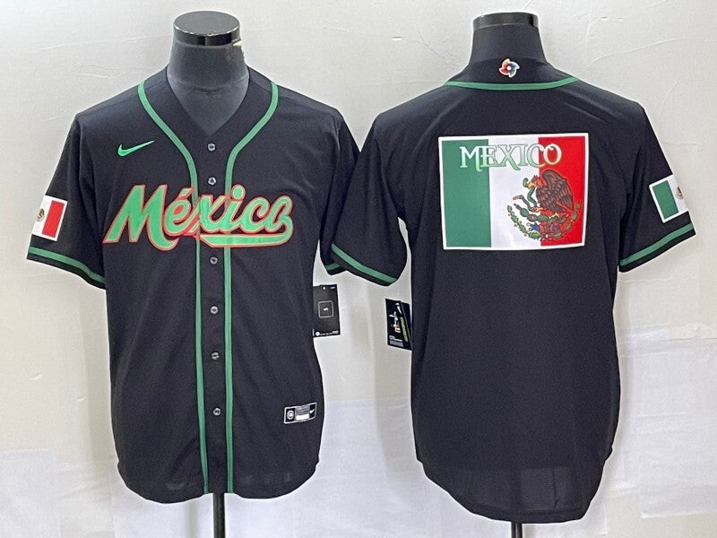 Mexico World Cup Style 1 Baseball Jersey baseball jersey product view 1