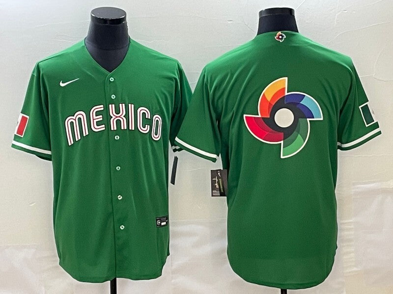 Mexico World Cup Style 6 Baseball Jersey baseball jersey product view 1