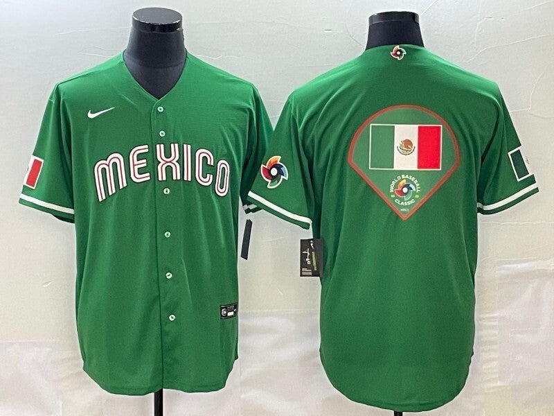 Mexico World Cup Style 8 Baseball Jersey baseball jersey product view 1