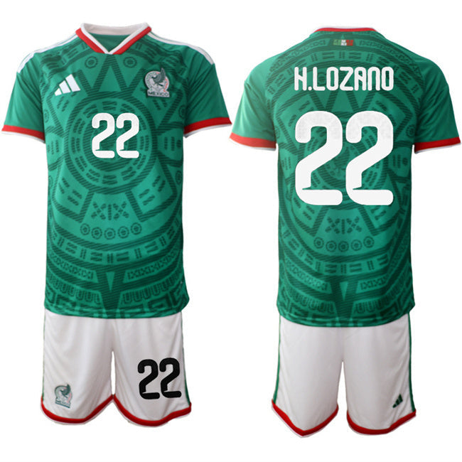 Mexico #22 Hirving Chucky Lozano Green 2026 World Cup Home Soccer Jersey sports jersey product view 1