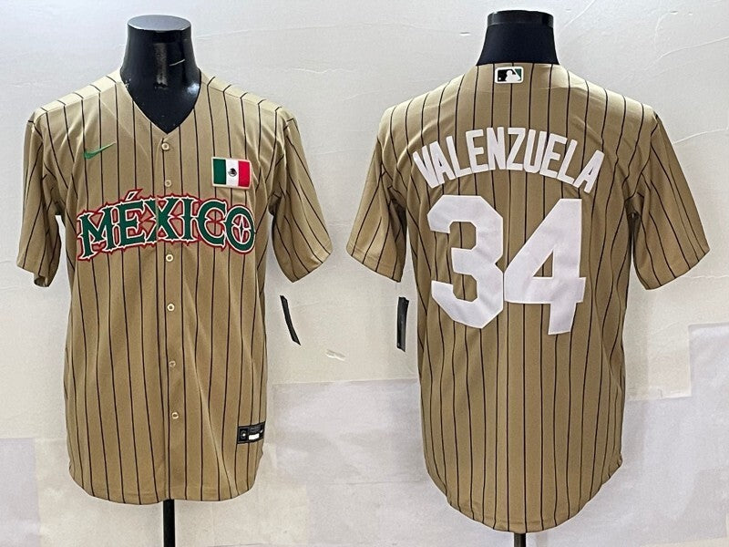 Mexico #34 Fernando Valenzuela Collaboration Style 1 Baseball Jersey baseball jersey product view 1