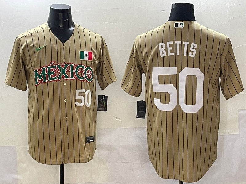 Mexico #50 Mookie Betts Collaboration Style 1 Baseball Jersey baseball jersey product view 1