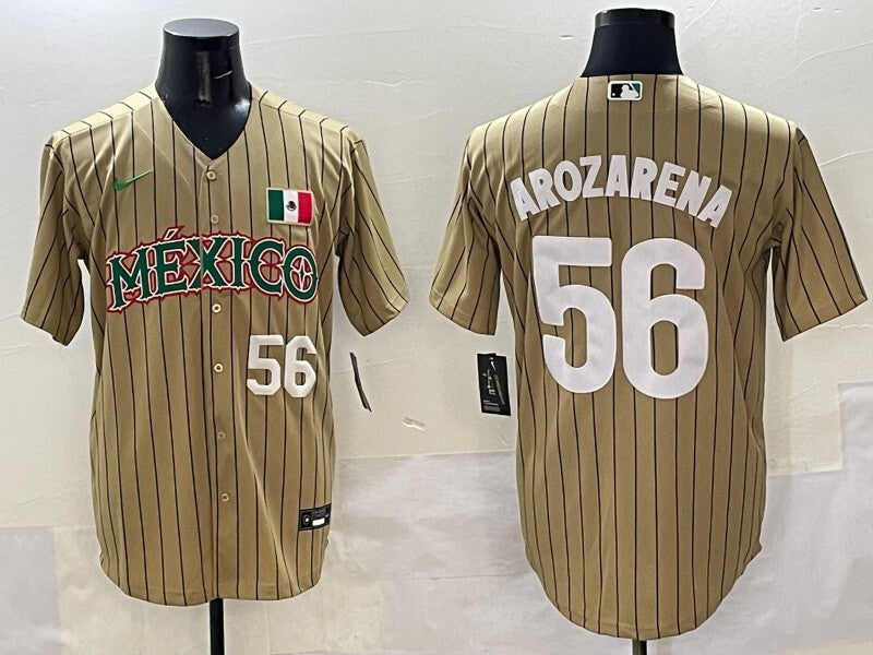 Mexico #56 Randy Arozarena Collaboration Style 1 Baseball Jersey baseball jersey product view 1