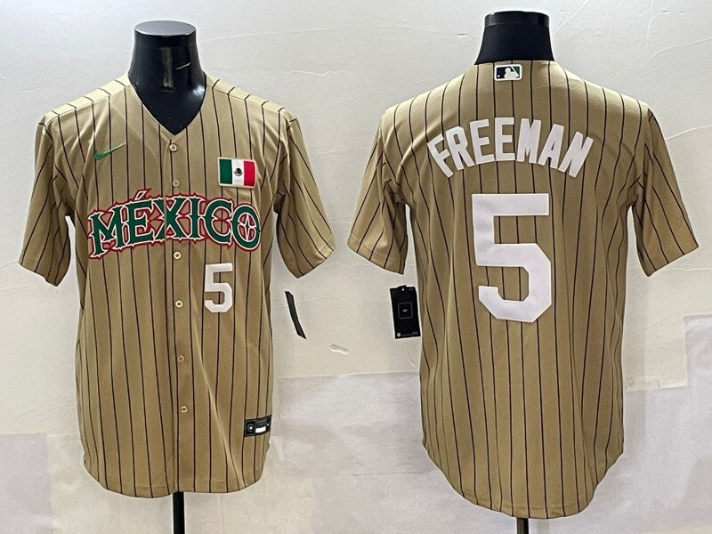 Mexico #5 Freddie Freeman Collaboration Style 1 Baseball Jersey baseball jersey product view 1