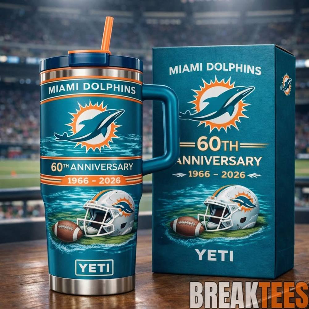 Miami Dolphins 60th Anniversary YETI Tumbler Unisex T-shirt, Sweatshirt, Hoodie, Long Sleeve Tee - T-Shirt, Sweatshirt, Hoodie
