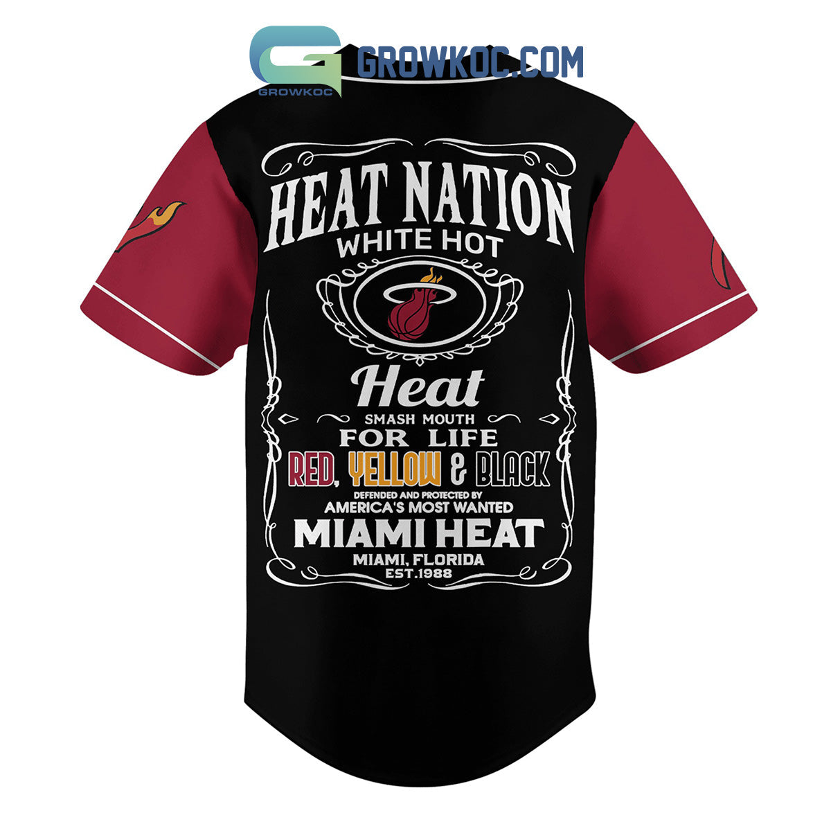 Miami Heat Heat Nation White Hot Heat Baseball Jersey baseball jersey product view 2