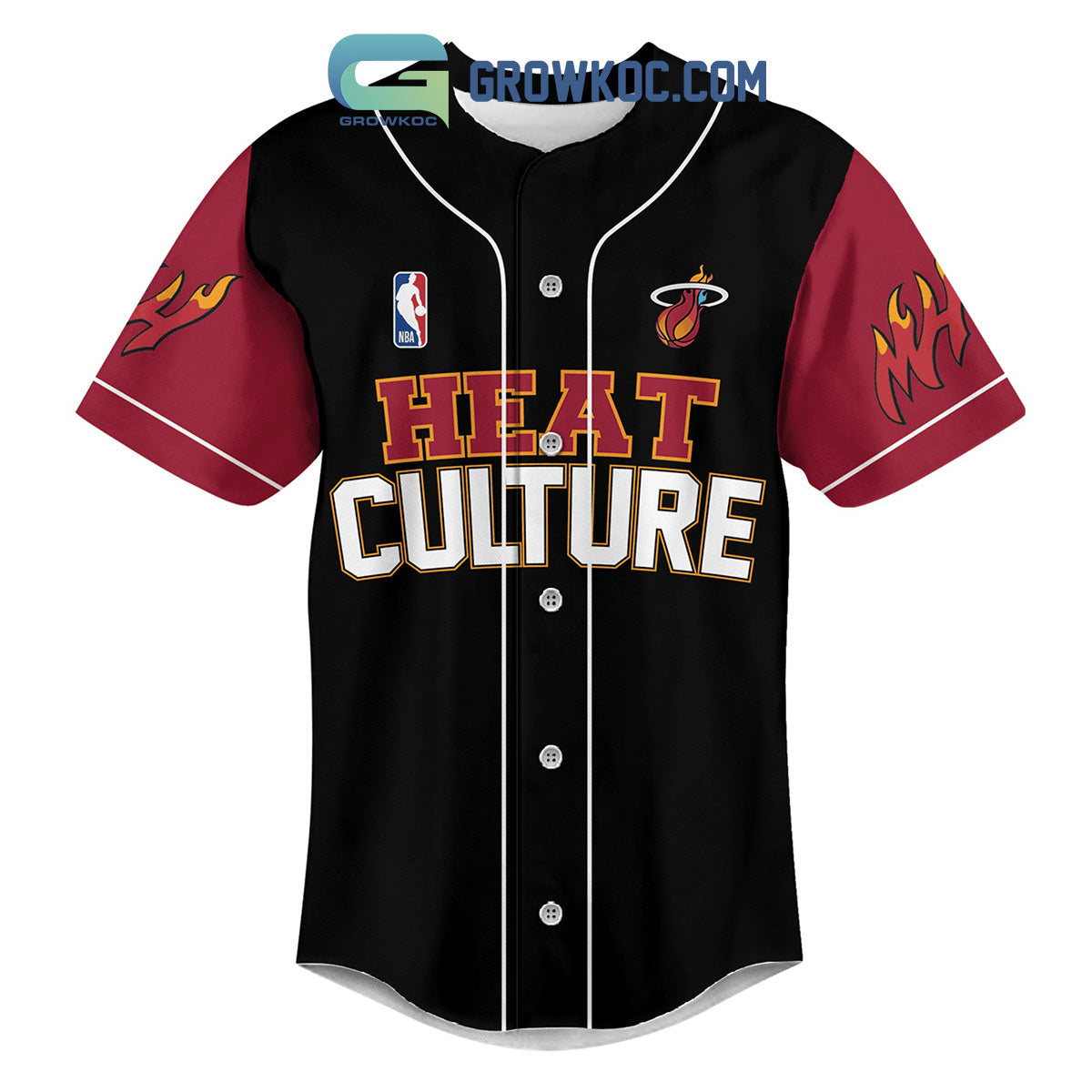 Miami Heat Heat Nation White Hot Heat Baseball Jersey baseball jersey product view 3