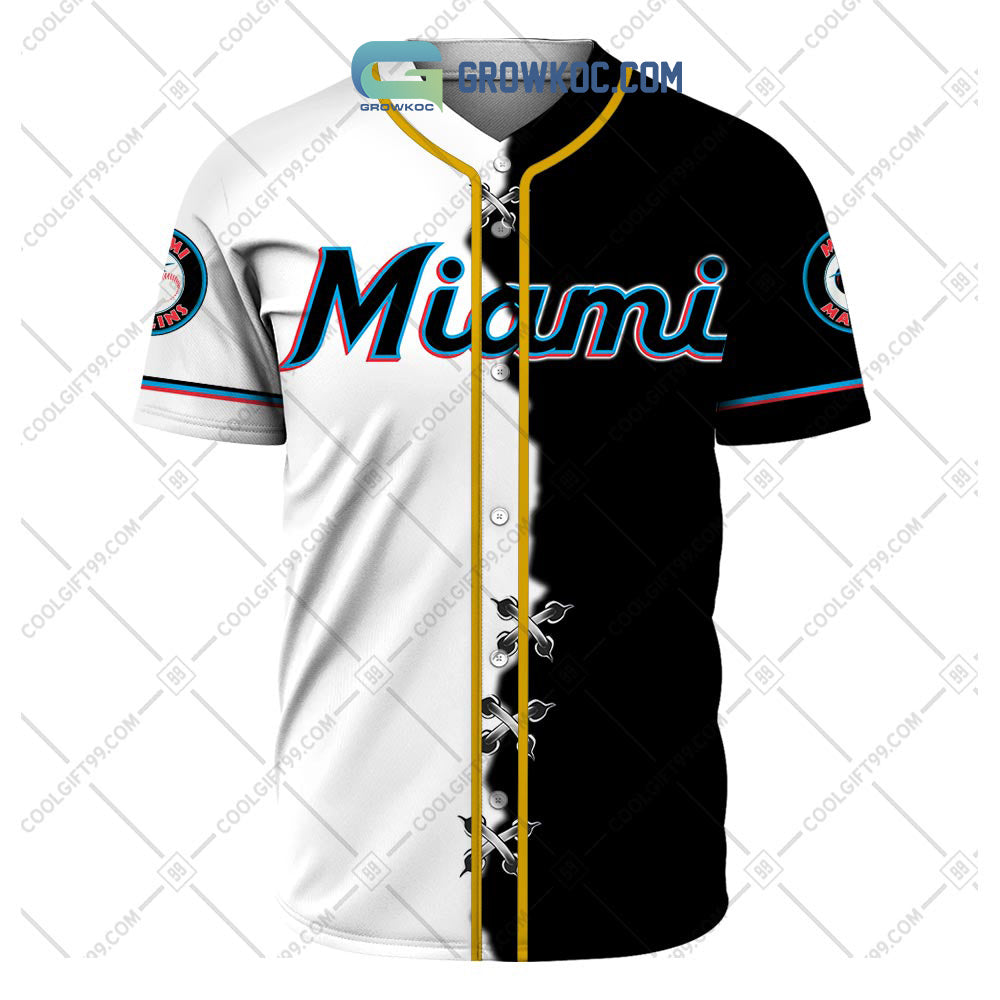 Miami Marlins MLB Personalized Mix Baseball Jersey baseball jersey product view 2