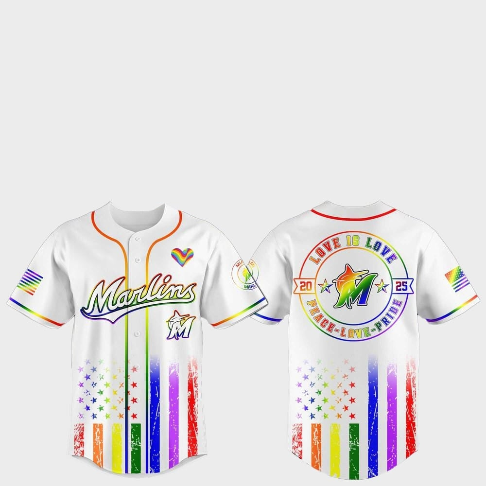 Miami Marlins Pride Month Love Is Love 2025 Jersey - Grishko.com baseball jersey product view 1