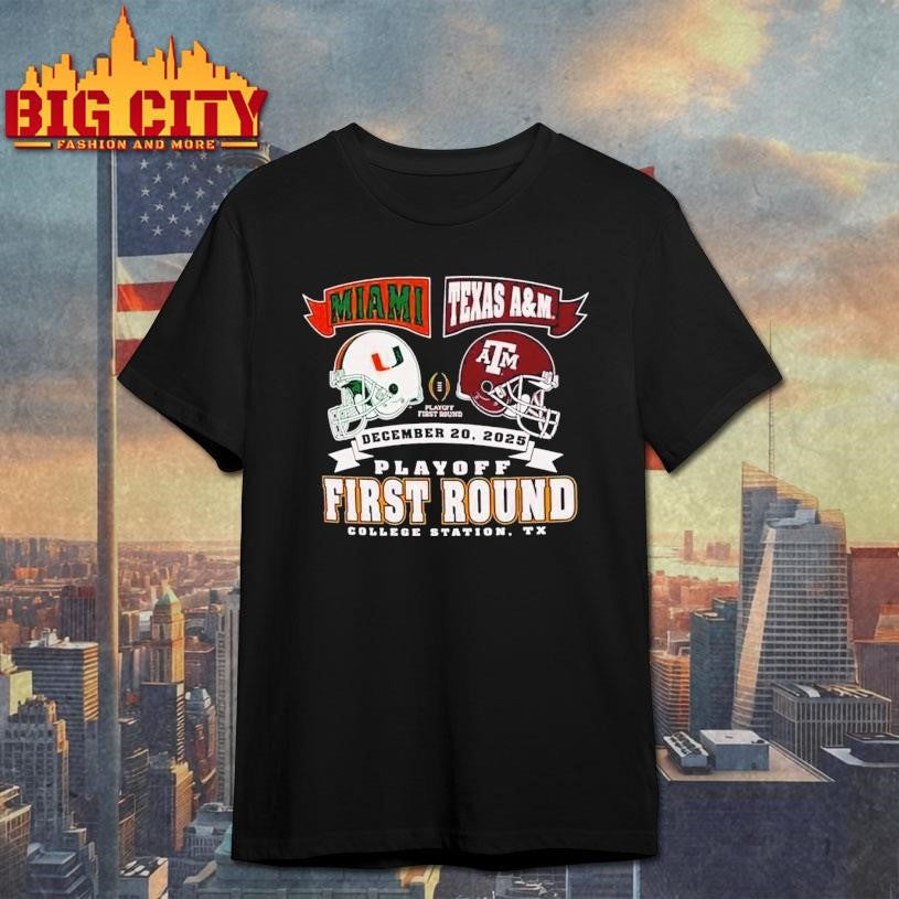 Miami Vs Texas Am Cfp Round 1 Head-2-head Helmet Dec 20 2025 Shirt Unisex T-shirt, Sweatshirt, Hoodie, Long Sleeve Tee - T-Shirt, Sweatshirt, Hoodie