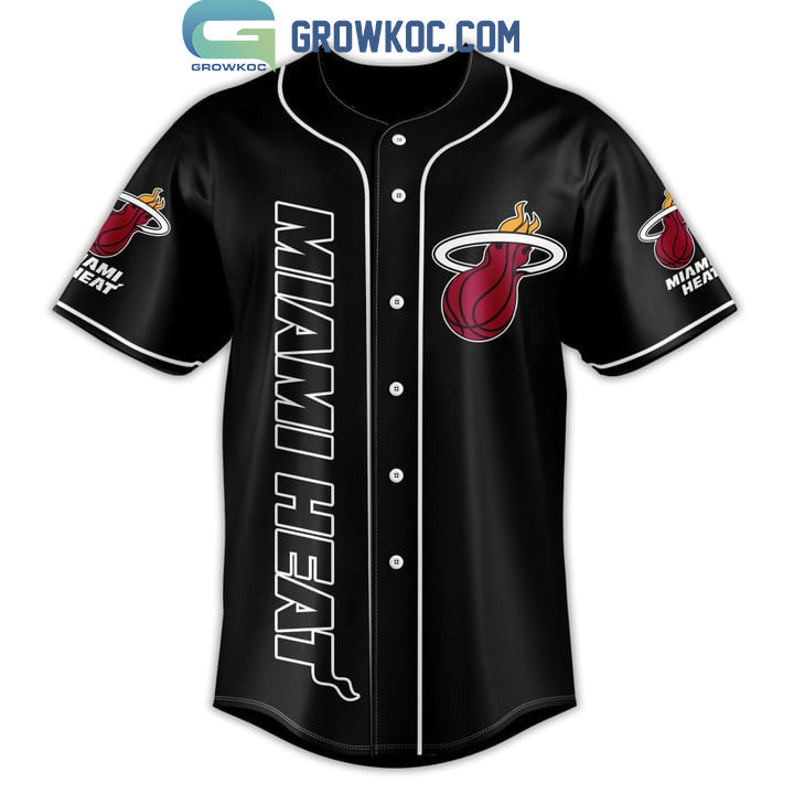 Miami Heat NBA 1988 Black Design Baseball Jersey baseball jersey product view 1