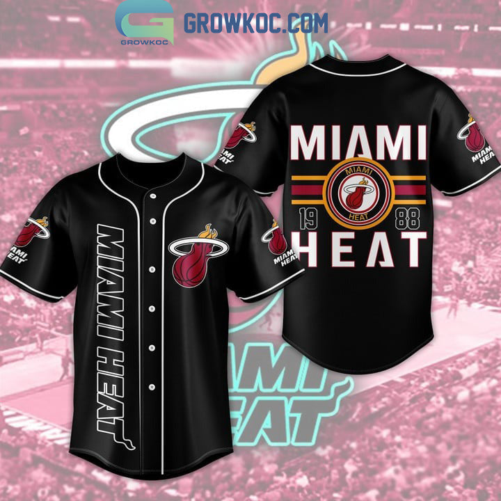 Miami Heat NBA 1988 Black Design Baseball Jersey baseball jersey product view 2