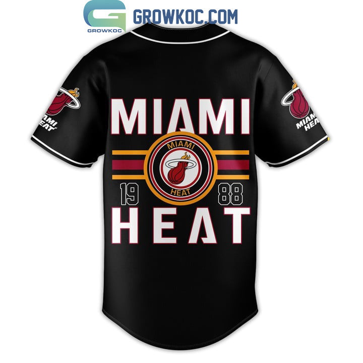 Miami Heat NBA 1988 Black Design Baseball Jersey baseball jersey product view 3