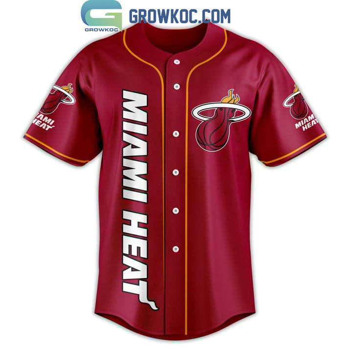 Miami Heat NBA 1988 Red White Design Baseball Jersey baseball jersey product view 2