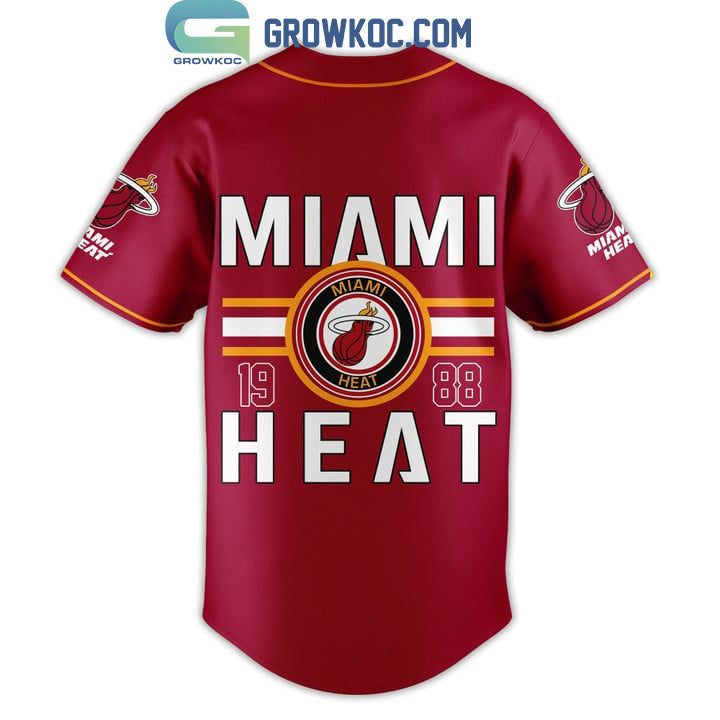 Miami Heat NBA 1988 Red White Design Baseball Jersey baseball jersey product view 3