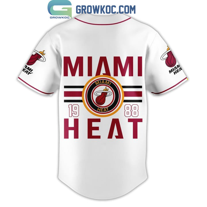 Miami Heat NBA 1988 White Red Baseball Jersey baseball jersey product view 2