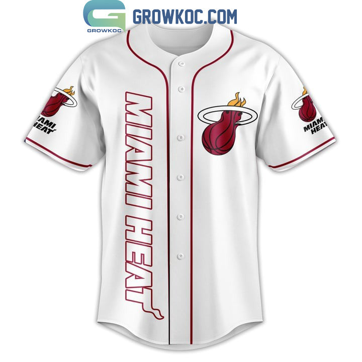 Miami Heat NBA 1988 White Red Baseball Jersey baseball jersey product view 3