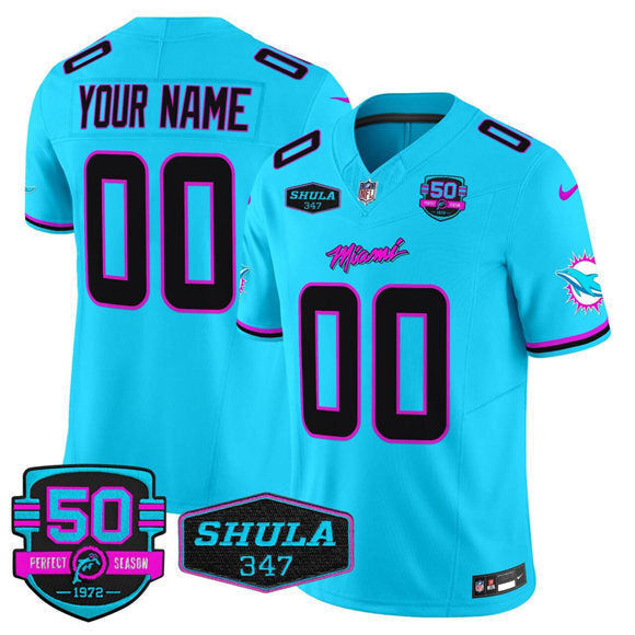 Miami Dolphins Active Player Custom Aqua F.U.S.E. 'Miami Vice' With 347 Shula Style 1 Football Jersey football jersey product view 1