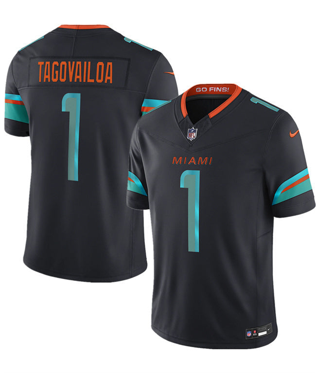 Miami Dolphins Active Player Custom Black 2025 F.U.S.E. “Rivalries” Vapor Limited Football Jersey football jersey product view 1